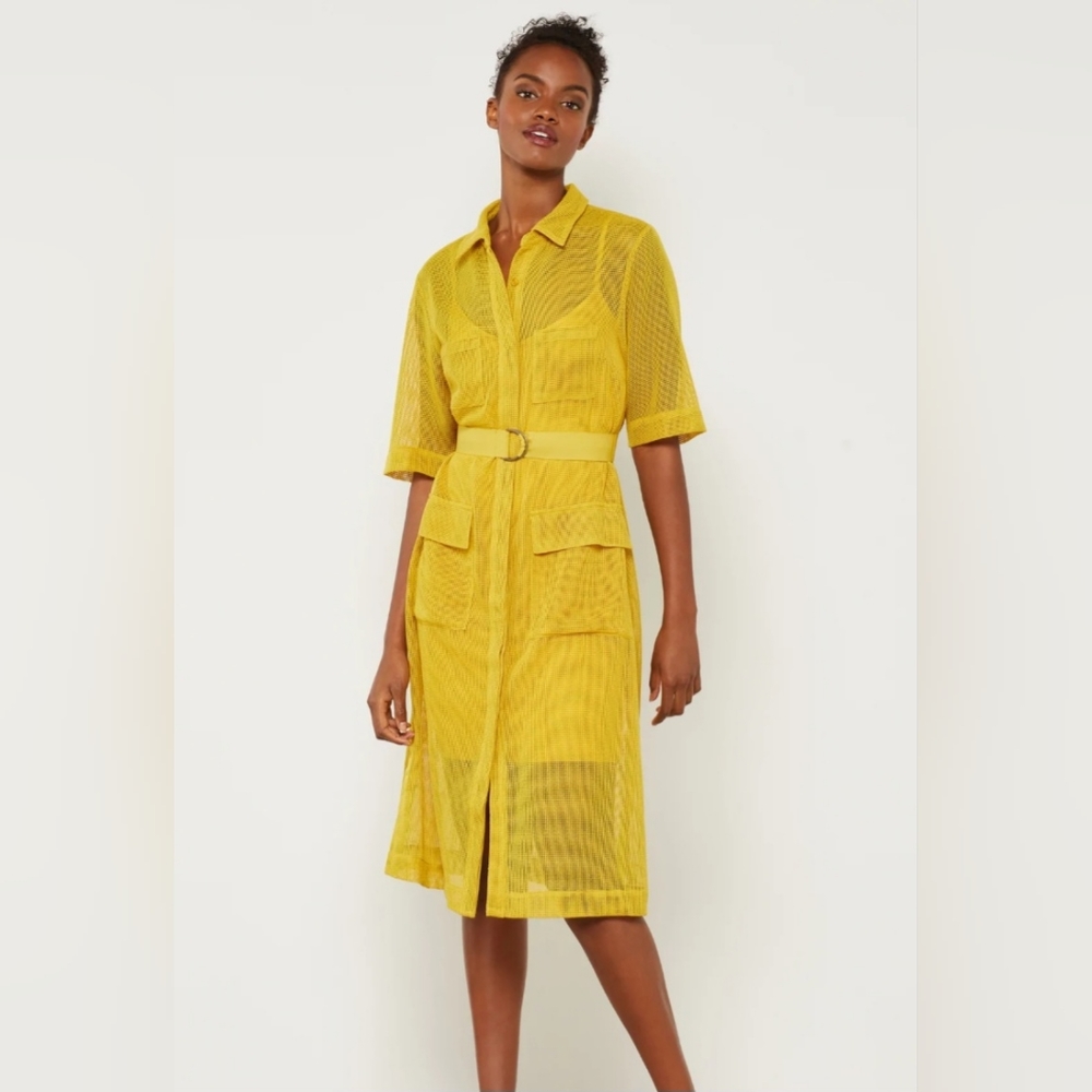 BCBGMAXAZRIA BCB Generation Collared Maxi Dress. Yellow XS NWT